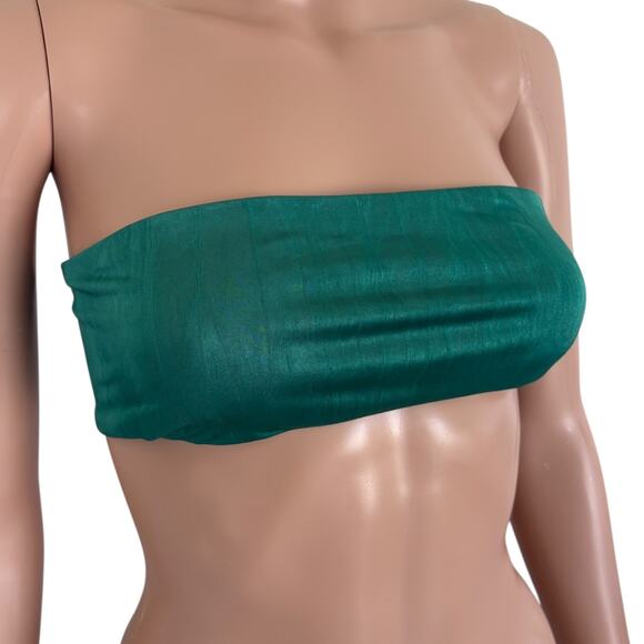 Superdown Emerald Green Bandeau Crop Top XS Y2K Minimalist Party Sexy Chic NWT - Picture 2 of 7